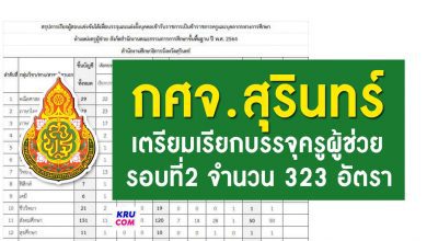 กศจ.สุรินทร์ เตรียมเรียกบรรจุครูผู้ช่วยรอบ2 บัญชี 1/2564