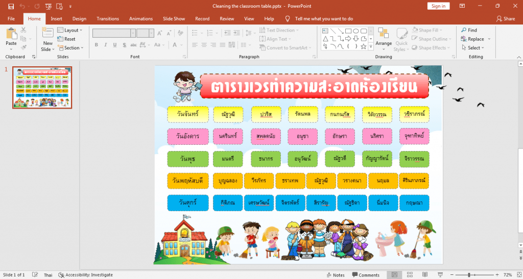 ไฟล์ตารางเวรทำความสะอาดห้องเรียน ห้องน้ำ และบริเวณโรงเรียน Ppt แก้ไขได้ ปี  2565