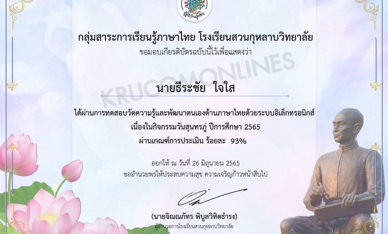 แบบทดสอบความรู้ เรื่อง ประวัติความเป็นมาของสุนทรภู่ เนื่องในวันสุนทรภู่ สดุดีครูกลอนสุนทรภู่ 2565 โดยโรงเรียนสวนกุหลาบวิทยาลัย