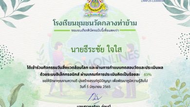 แบบทดสอบความรู้ออนไลน์ วันสิ่งแวดล้อมโลก ประจำปี 2565 โรงเรียนชุมชนวัดกลางท่าข้าม