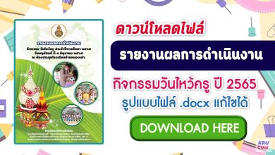 รายงานผลการดำเนินงานกิจกรรมไหว้ครู 2567 ไฟล์ docx แก้ไขได้