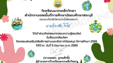 แบบทดสอบความรู้ออนไลน์ วันสิ่งแวดล้อมโลก ประจำปีการศึกษา 2565