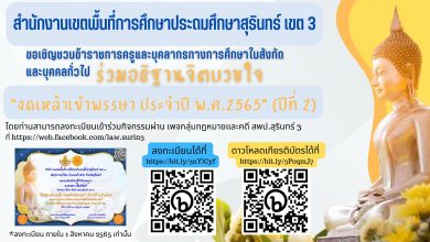 กิจกรรมงดเหล้าเข้าพรรษา ประจำปี 2565 ออนไลน์ (ปีที่ 2) โดย กลุ่มกฎหมายและคดี สพป.สุรินทร์ เขต 3 รับเกียรติบัตรฟรี