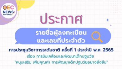 ตรวจสอบรายชื่อ การประชุมวิชาการระดับชาติ ครั้งที่ 1 ประจำปี 2565 วันพุธที่ 31 สิงหาคม 2565