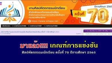 เกณฑ์การแข่งขัน งานศิลปหัตถกรรมนักเรียนครั้งที่ 70 ปีการศึกษา 2565