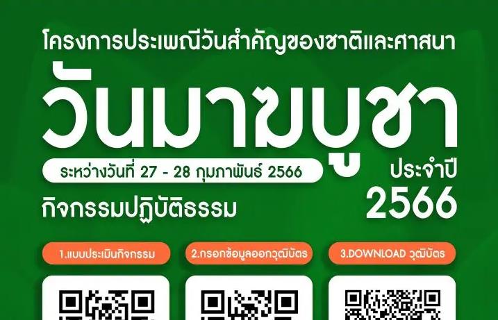 แบบประเมินกิจกรรมปฏิบัติธรรม โครงการประเพณีวันสำคัญของชาติและศาสนา วันมาฆบูชา ประจำปี 2566 จัดโดยมหาวิทยาลัยมหามกุฏราชวิทยาลัย