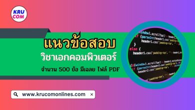 แนวข้อสอบเอกคอมพิวเตอร์ ไฟล์ PDF สอบบรรจุครูผู้ช่วย 500 ข้อ พร้อมเฉลย