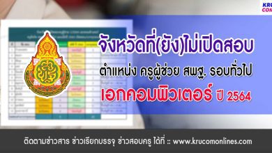 จังหวัดที่ไม่เปิดสอบบรรจุเอกคอมพิวเตอร์ ครูผู้ช่วย 2564 สังกัด สพฐ. รอบทั่วไป