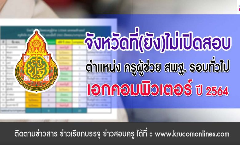 จังหวัดที่ไม่เปิดสอบบรรจุเอกคอมพิวเตอร์ ครูผู้ช่วย 2564 สังกัด สพฐ. รอบทั่วไป