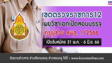 เขตตรวจราชการ12 เผยวิชาเอกเปิดสอบบรรจุครูผู้ช่วย 1/2566 สพฐ. รอบทั่วไป ขอบคุณข้อมูล เพจ เอกสังคมกับครูตั้ง