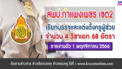 สพปกำแพงเพชรเขต2-เรียกบรรจุครูผู้ช่วย-68-อัตรา