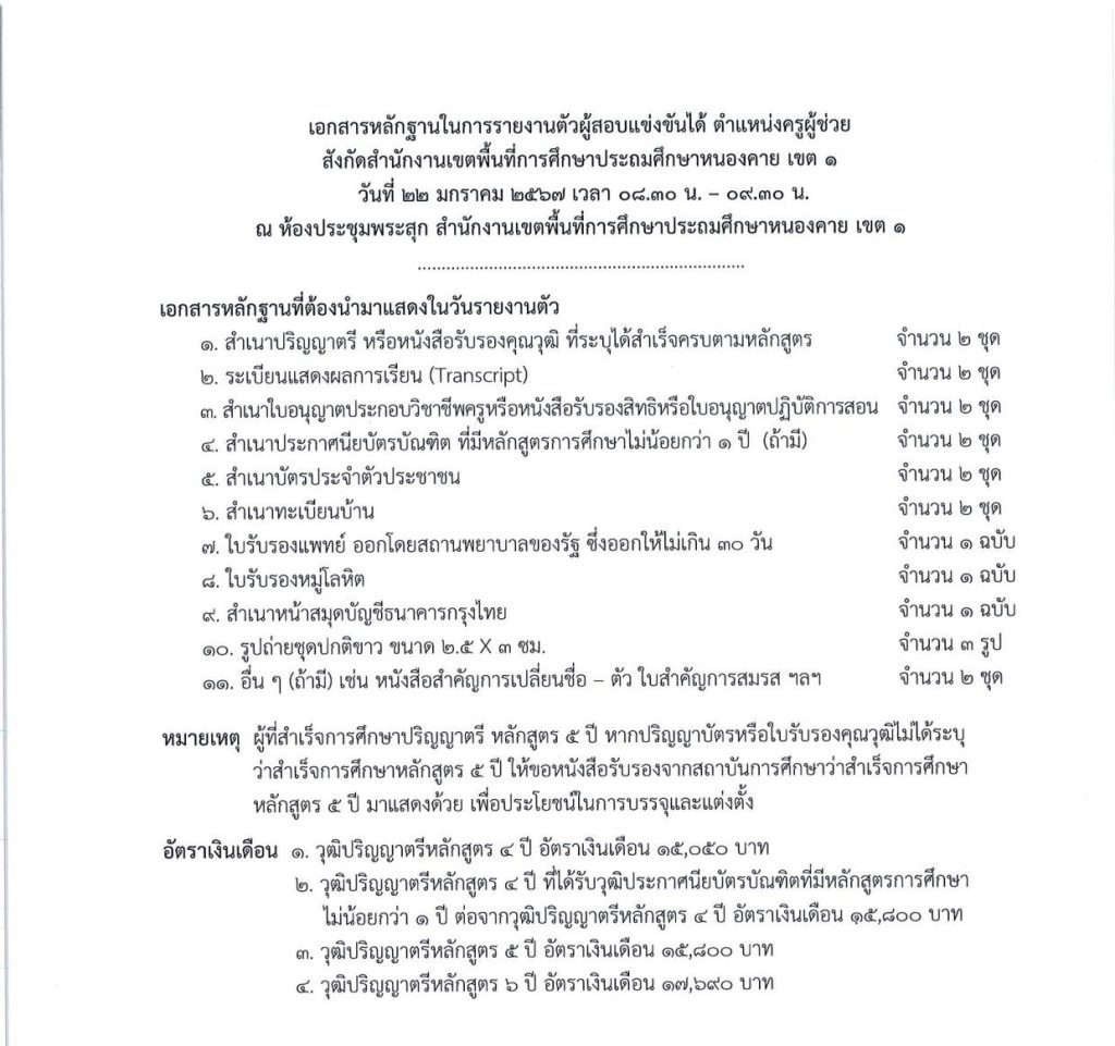 2nki 1705059949122567 04 สพป.หนองคายเขต1 ขอใช้บัญชีเรียกบรรจุครูผู้ช่วย จำนวน 16 อัตรา รายงานตัว 22 มกราคม 2567