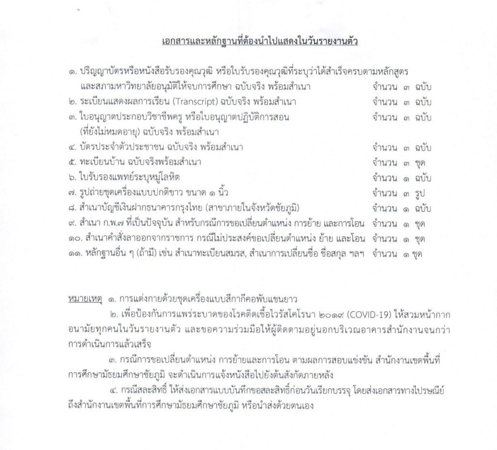 สพมชัยภูมิขอใช้บัญชี 04 สพม.ชัยภูมิ ขอใช้บัญชีเรียกบรรจุครูผู้ช่วย จำนวน 6 อัตรา