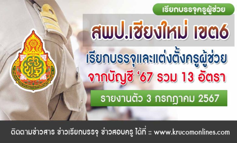 สพป.เชียงใหม่เขต6 เรียกบรรจุครูผู้ช่วย จำนวน 13 อัตรา